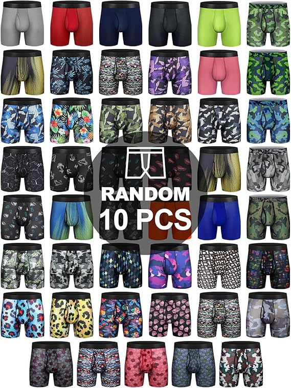 longfor Mens Boxer Briefs Mesh Knit Fast Dry Performance Sport Boxer Briefs No Ride-up 6’’Athletic Underwear with Fly for Men
