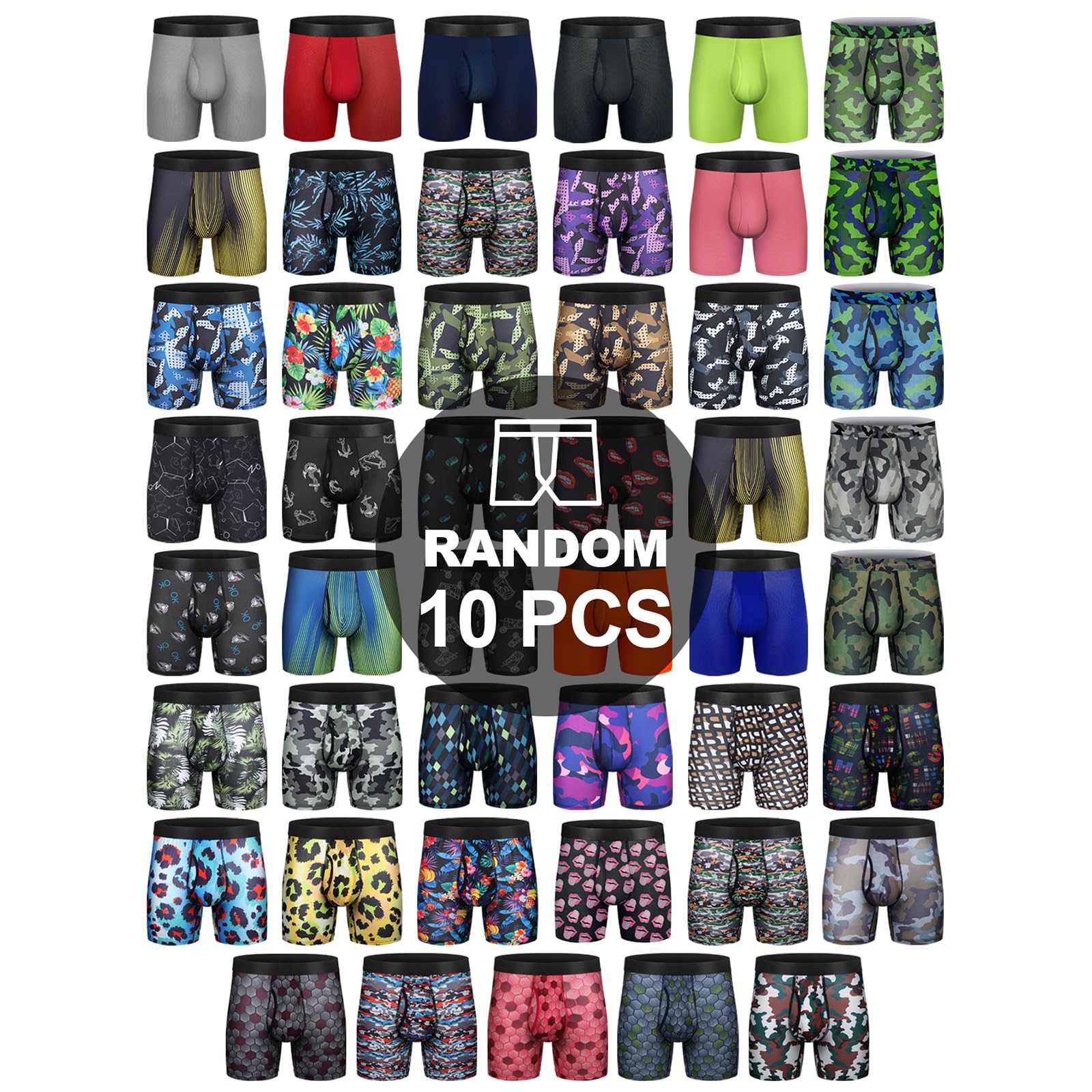 longfor Mens Boxer Briefs Mesh Knit Fast Dry Performance Sport Boxer Briefs No Ride-up 6Athletic Underwear with Fly