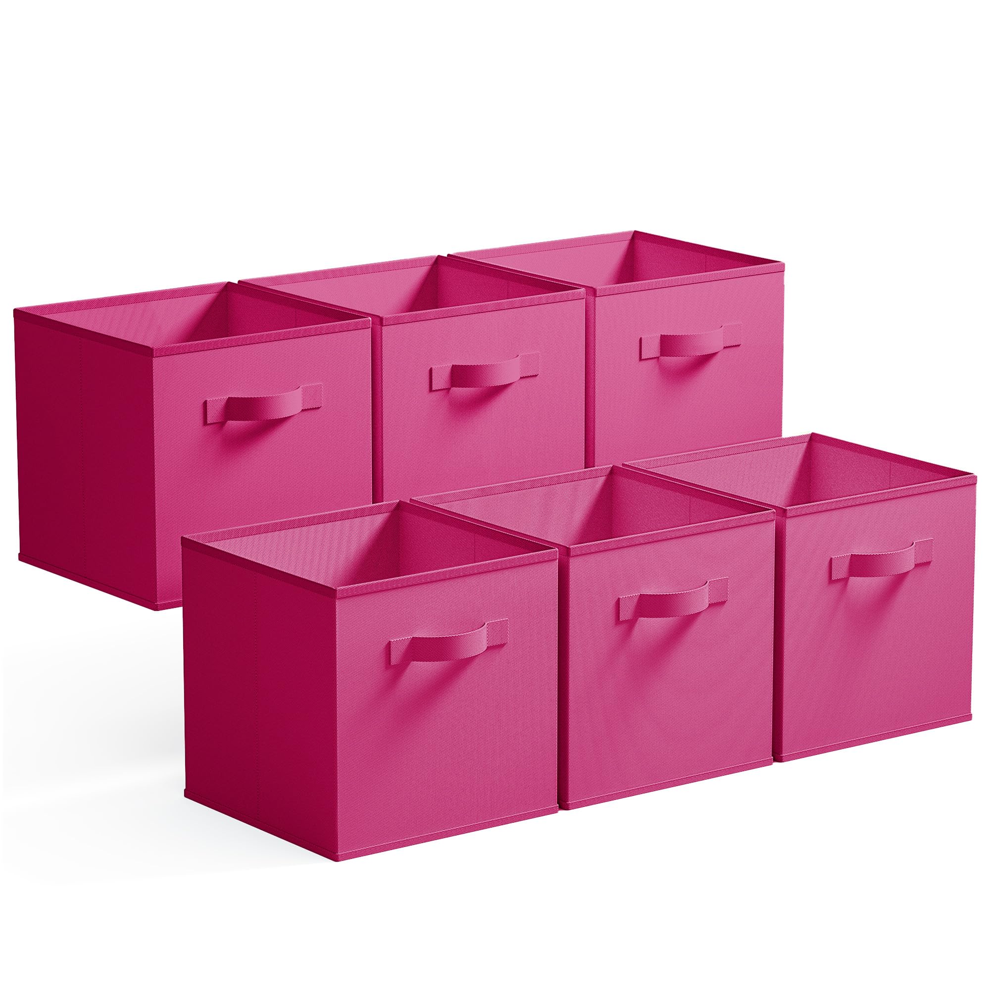 GRANNY SAYS Fabric Storage Cubes, Pack of 6 Cube Storage Boxes 27x27x27, Square Baskets for Shelves, Collapsible Cube Boxes, Cubby Unit Boxes for Living Room Organising Accessory, Rose Red