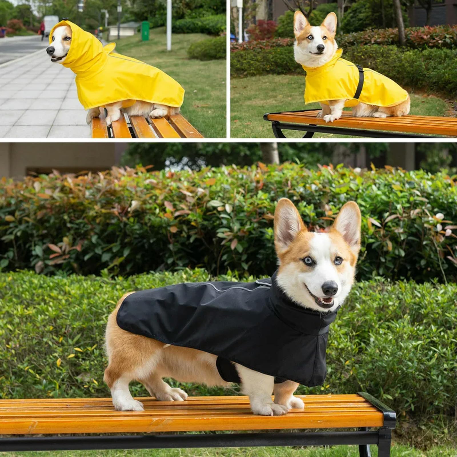 ImperméAble pour Chien Imperméable pour Chien Poncho De Pluie À Capuche Veste De Pluie Réfléchissante pour Chien Vêtements À Col Haut pour Chiens De Taille Moyenne Et Grande-noir-6xl