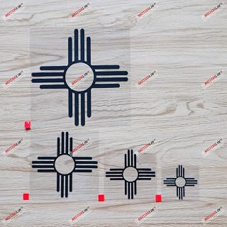 New Mexico State Flag NM Ancient Zia Sun Vinyl Decal Sticker - 4 Pack Black, 2 Inches, 3 Inches, 4 Inches, 6 Inches - No Background for Car Boat Laptop Cup Phone