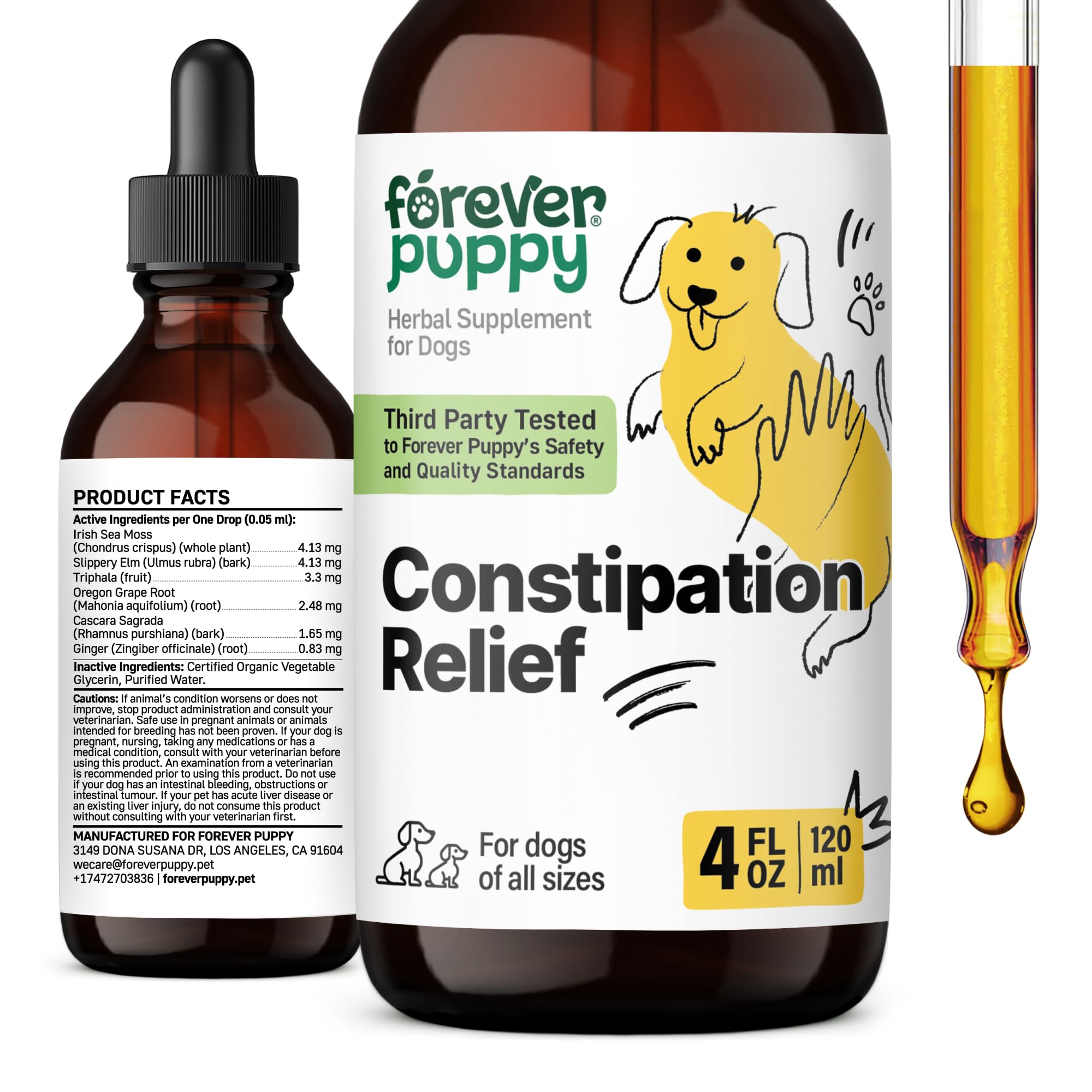 Forever Puppy Constipation Relief for Dogs - Stool Ease Dog Supplements - Sea Moss & Slippery Elm for Digestive Health - Fiber Vitamins and Supplements for Constipation - All Breeds & Sizes - 4 oz