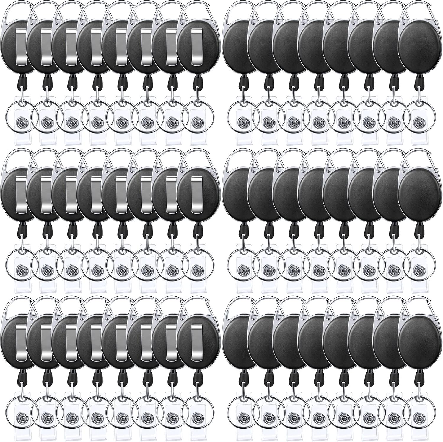 100 Packs Badge Reel Retractable Card Holders Heavy Duty