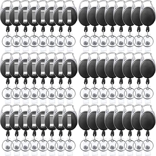 Yaomiao Paquete de 100 carretes retráctiles para tarjetas de identificación con clips, carretes de soporte para tarjetas de identificación de alta