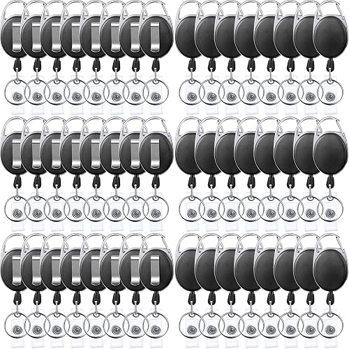 Yaomiao 100 Pack Retractable Badge Holder Reel with Clip,Black