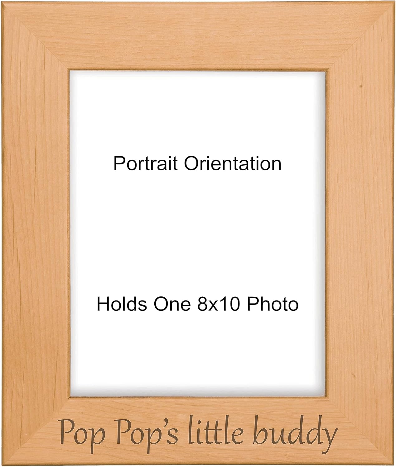 PopPop Picture Frame, Pop Pops little buddy Engraved Natural Wood Photo Frame, Grandpa Gifts for Fathers Day