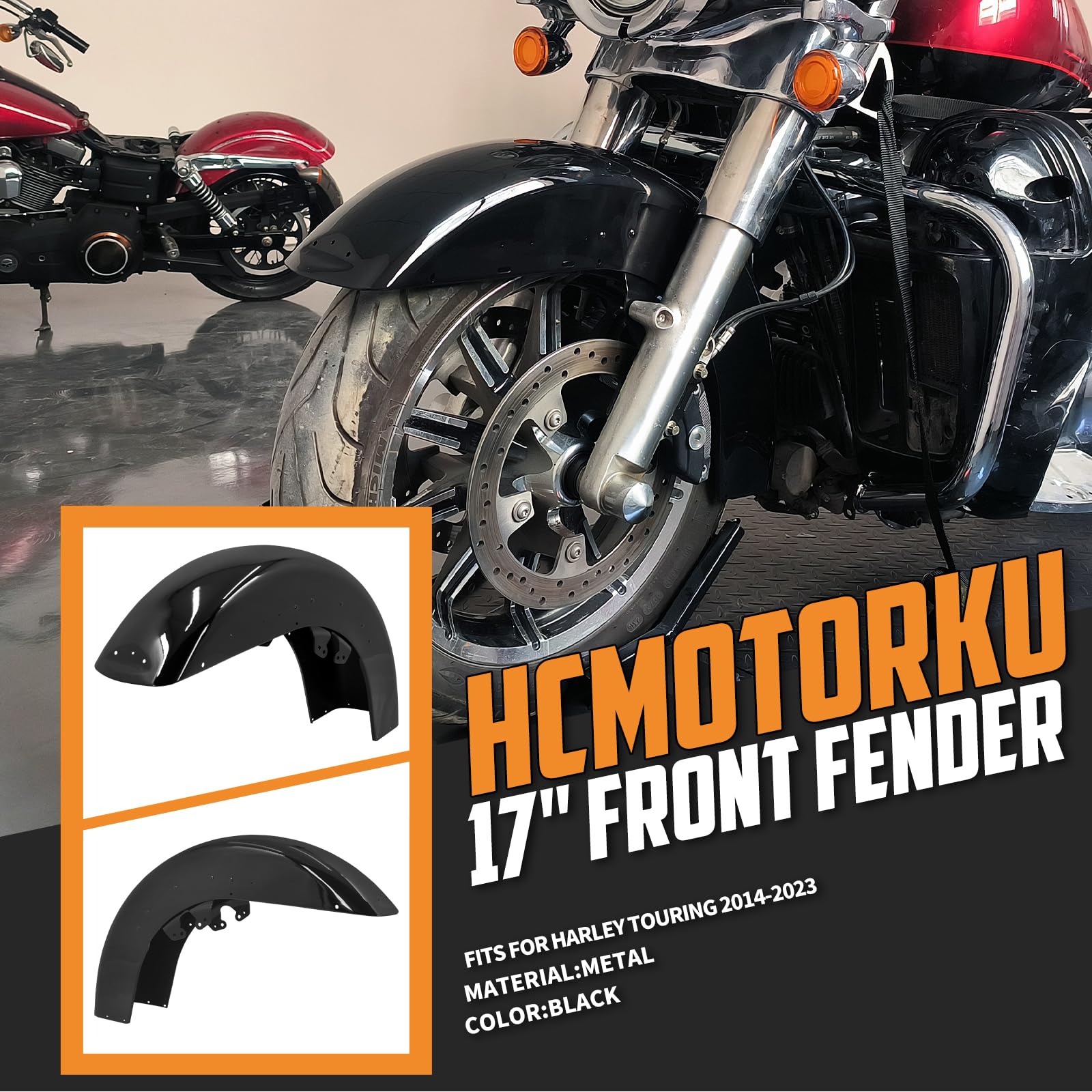 Amazon | HCmotorku 17インチ ラップフロントフェンダー ヘビー 