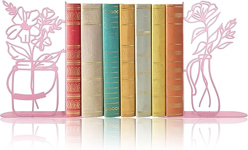 Miniatura 9 de Sujetalibros de Flores de Metal, Lindos Sujetalibros para Decoración de Oficina en Casa, Sujetalibros Decorativos para Estantes, Regalo Ideal para