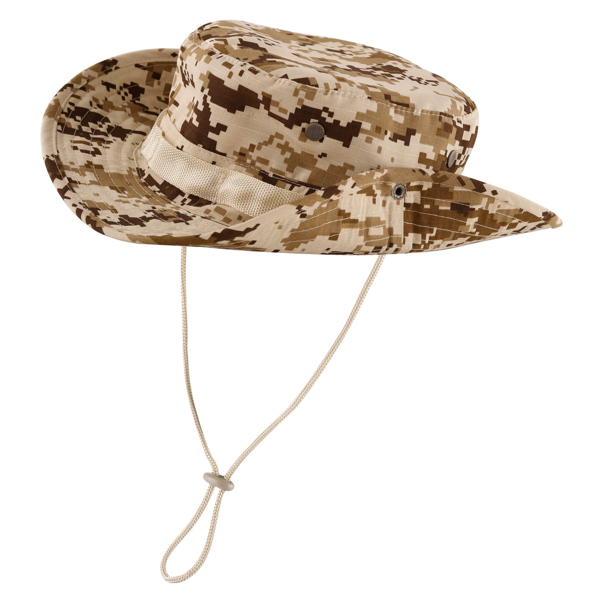 FALETO Bucket Hat Boonie Cowboy Hat Wide Brim Caps Fishing Hat with Adjustable Strap Desert Digital
