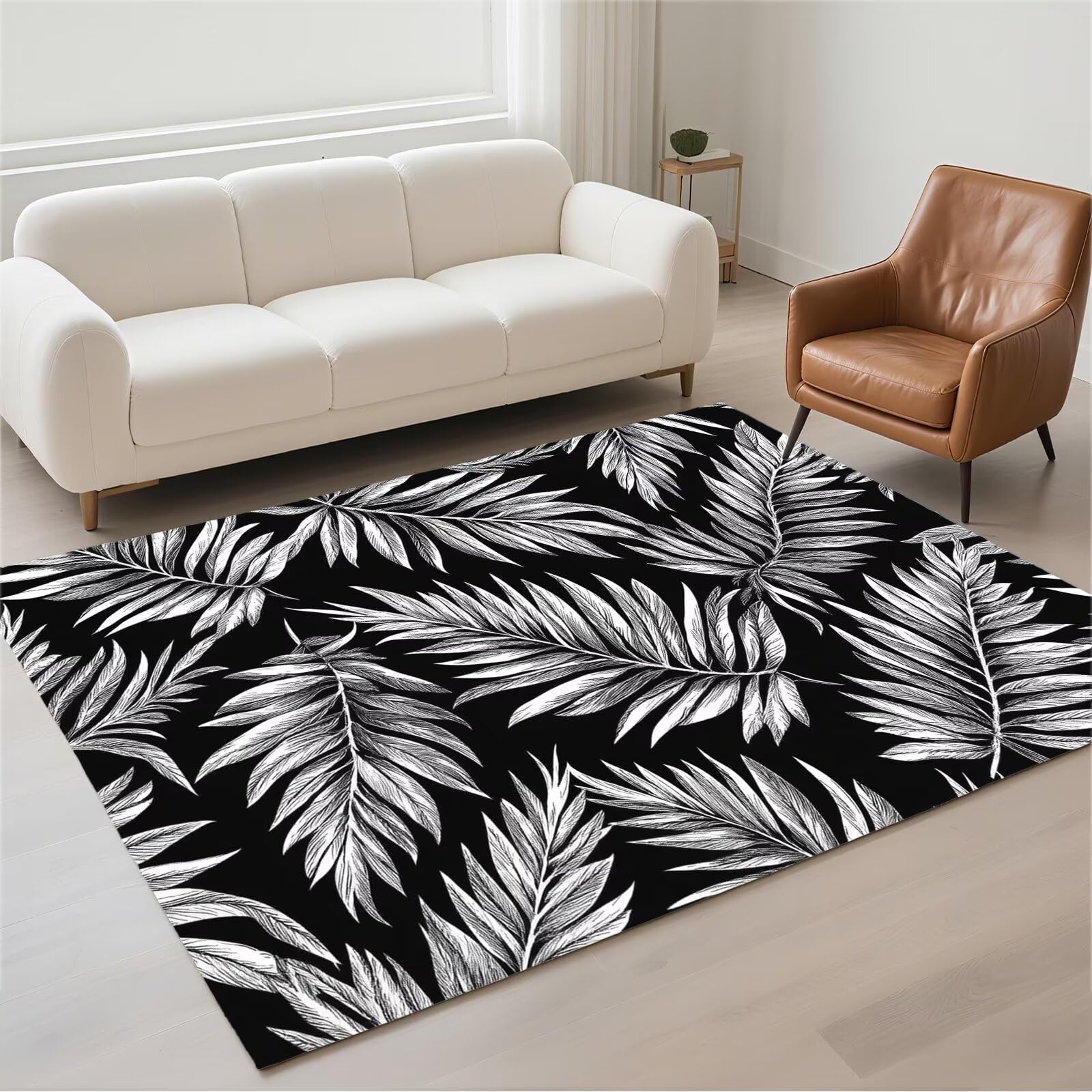 Tapis salon 50x80cm black moderne et lavable pour couloir