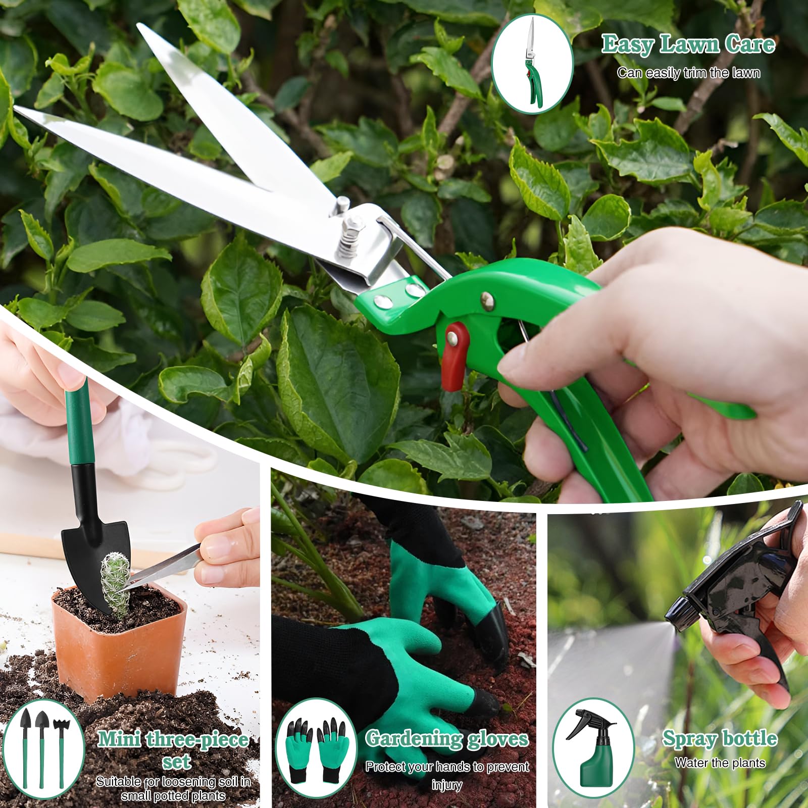 Coolty Outils de Jardinage, Tout-en-Un 13 Pièces Transplantation de Jardinage en Plein Air pour Jardinier, Outils de Jardinage pour Les Amateurs de Jardinage (Vert)