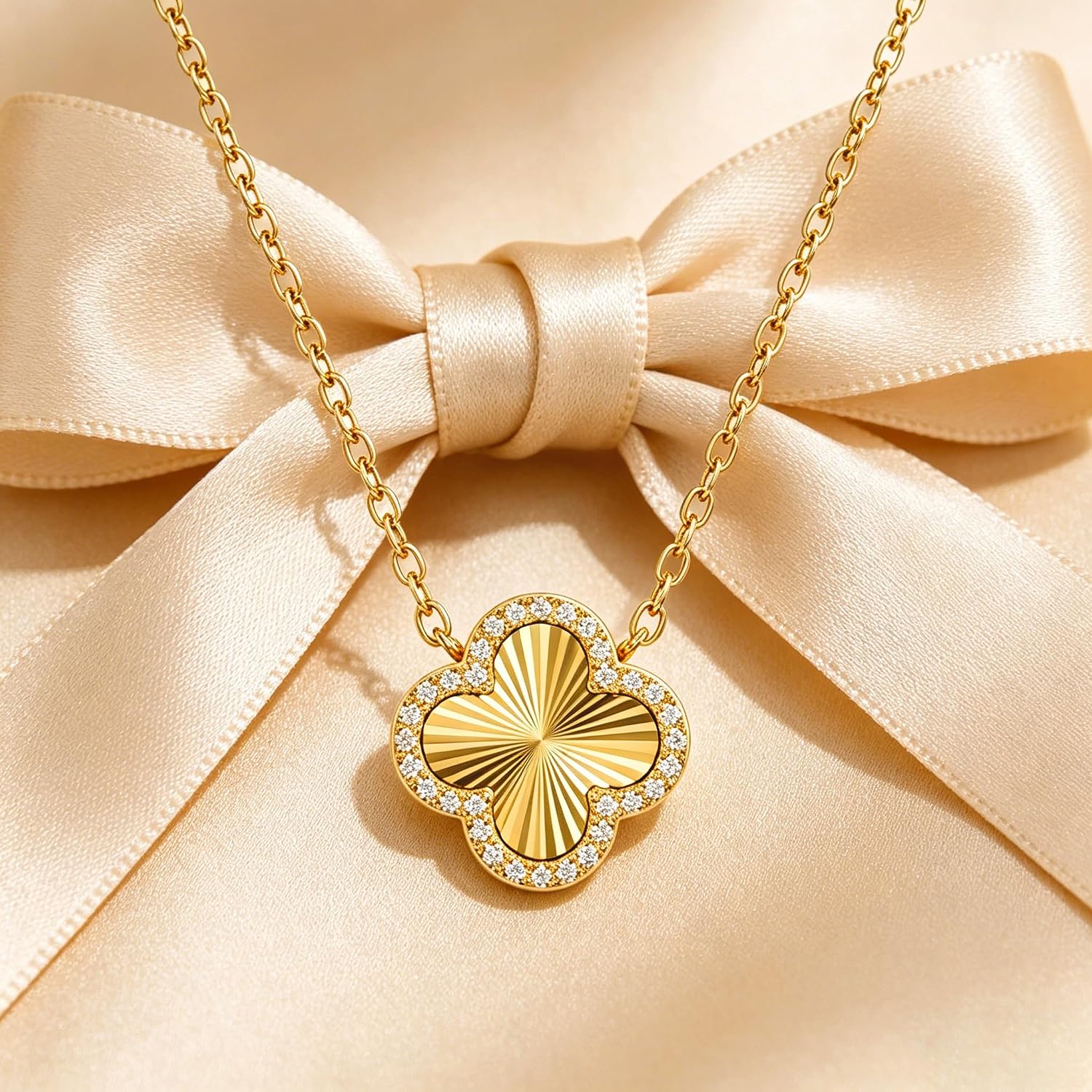 14K Gold Plated Clover Necklaces for Women - Lucky Four Leaf Clover Necklace Pendant，Simple Jewelry Gifts for Women