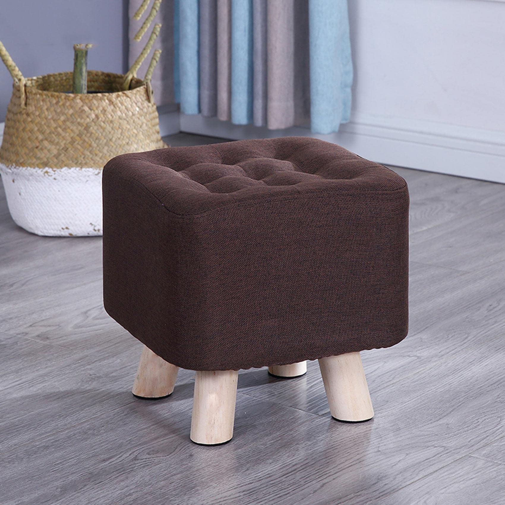 Tabouret de Pied Carré Déhoussable - Fini les Meubles Salissants dans le Salon