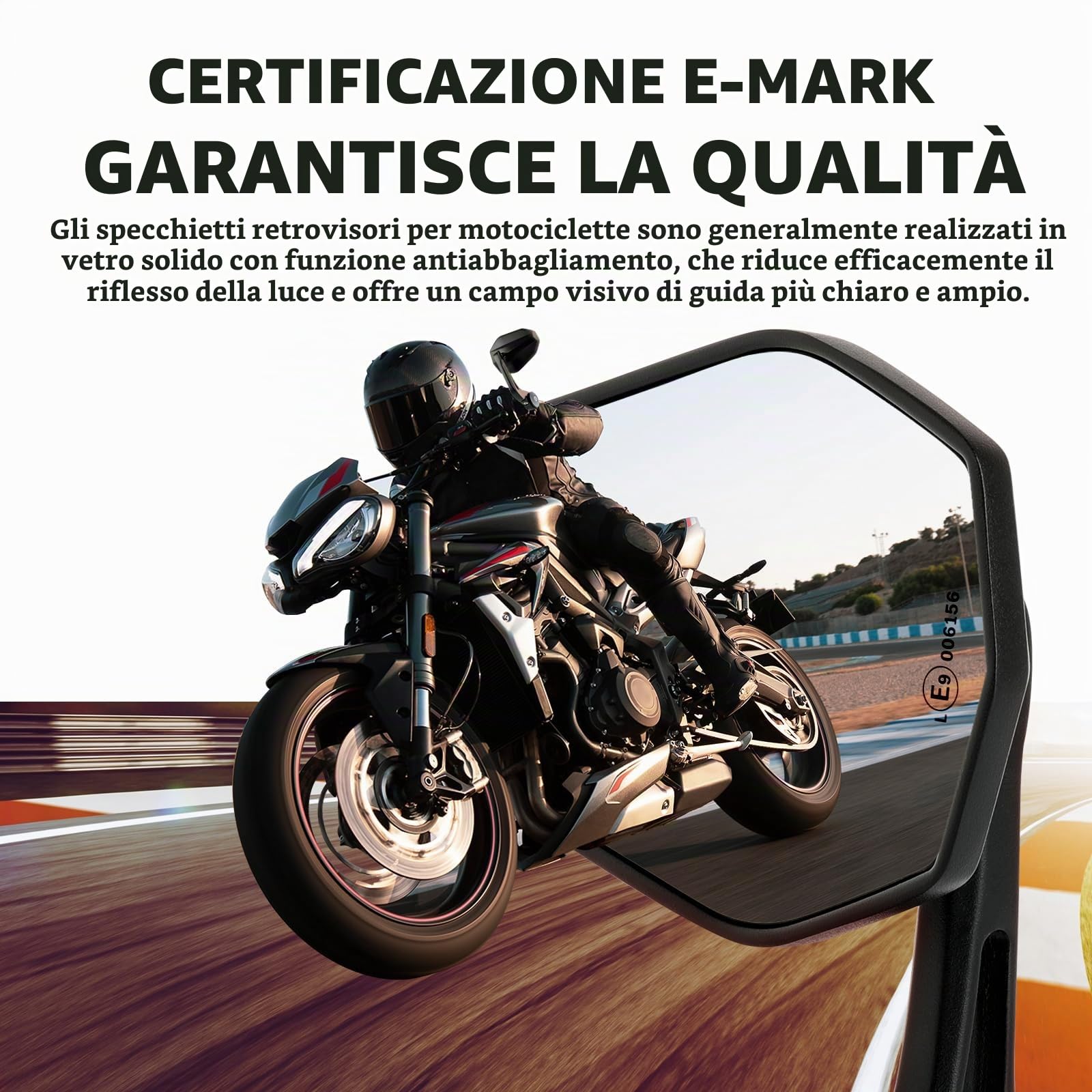 DREAMIZER Specchietti per Moto Omologati E9 Universali, Specchietti Retrovisori per Moto Regolabili 360° 7/8" 22mm Compatibili con Honda Kawasaki Suzuki Yamaha Cruiser Scooter ATV