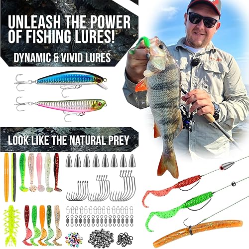 Miniatura 3 de PLUSINNO Mochila de pesca con cajas de aparejos, bolsa de aparejos de pesca impermeable para equipo de pesca con soporte para caña, regalos de pesca