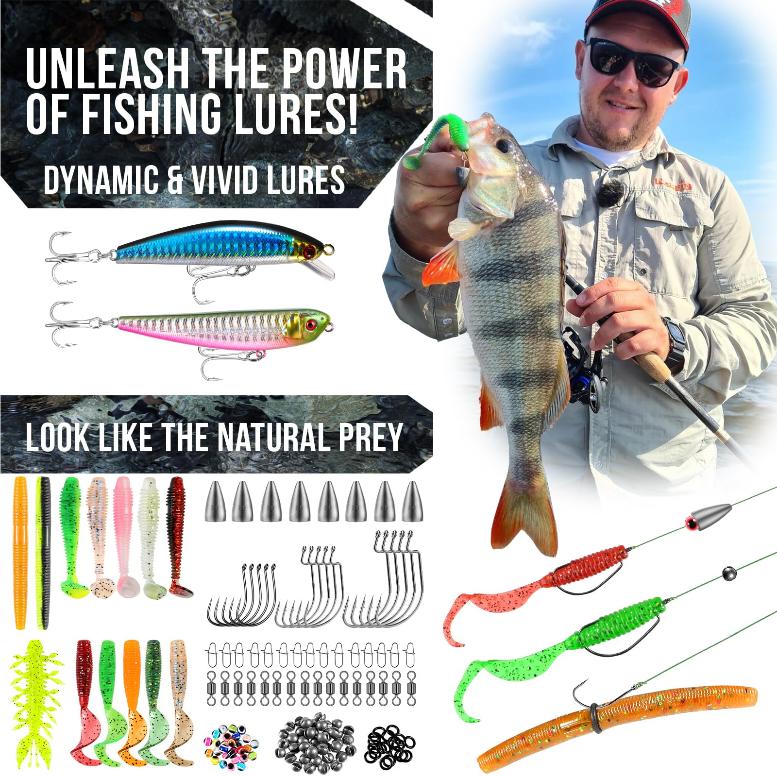 PLUSINNO Fishing Backpack with Tackle Boxes, Waterproof Sling Tackle Bag For Fishing Gear With Rod Holder,Gifts for Men