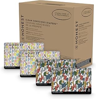 The Honest Company Clean Conscious Diapers | Plant-Based, Sustainable | Cactus Cuties + Donuts | Super Club Box, Size 3 (16-28 lbs), 120 Count