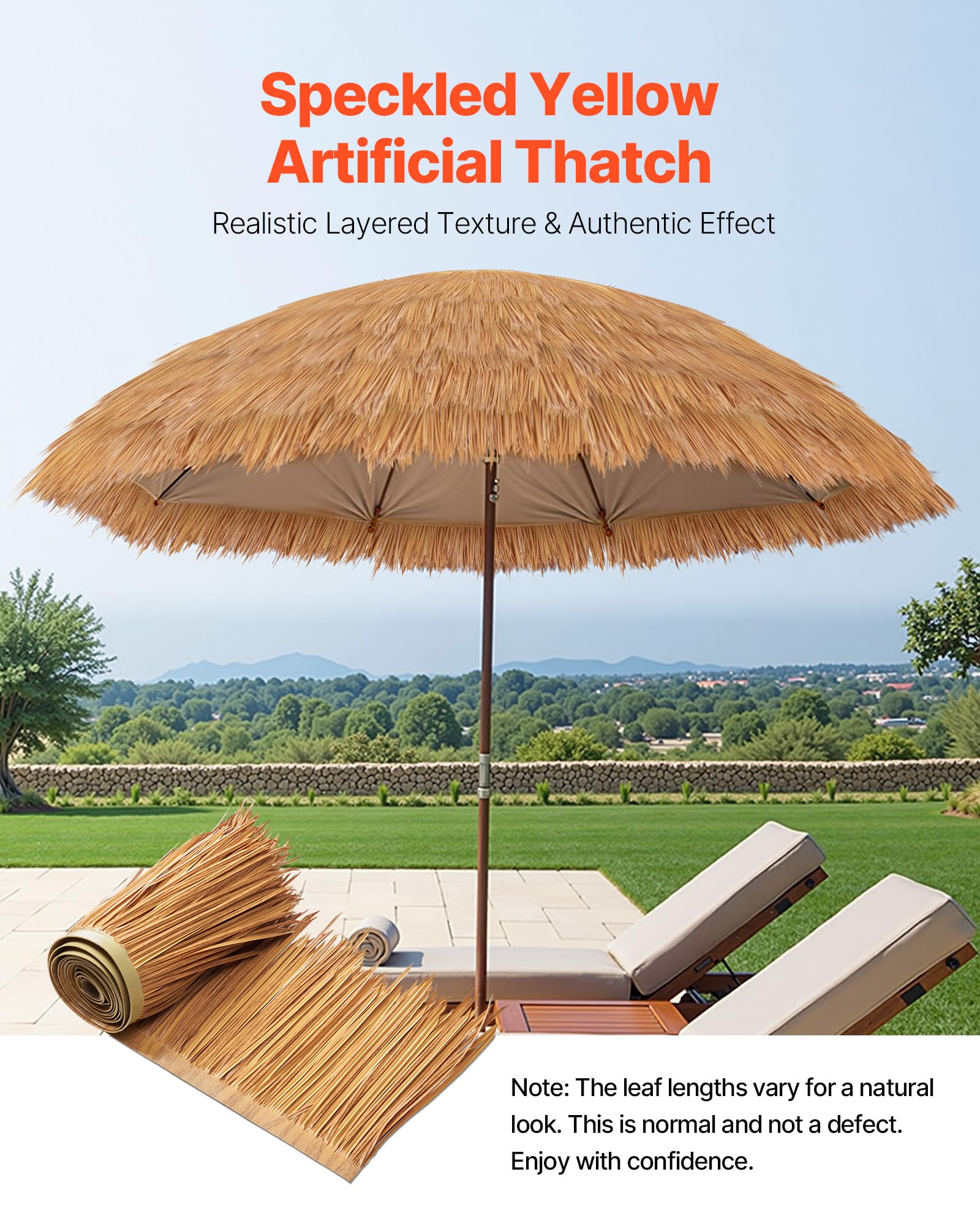 VEVOR Künstliches Strohdach, 500x40 cm, mexikanischer Stil, Strohdachrolle aus PE, Palmdach, Reetdach, Ideal für Terrassen-, Pool-, Strand-, Pavillon- und Hawaii-Party-Dekoration