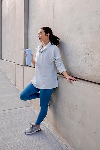 Miniatura 11 de Ello Cooper - Botella de agua de acero inoxidable de 22 onzas con 2 tapas, una de chupito y otra con popote | A prueba de fugas, doble pared y