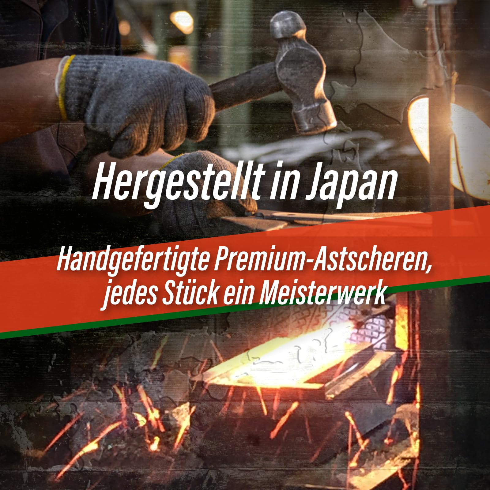 SUIZAN Bypass Astschere 640mm - Japanische Baumschneider Baumschere | Professioneller Astschneider frisches Holz sauberer Schnitt grüne Äste Obstbäume Sträucher Gartenwerkzeug leicht kompakt