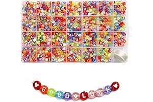 Looconi 1400pcs Crystal Clear Letter Beads 7x4mm Colorful Transparent for Jewelry Making...