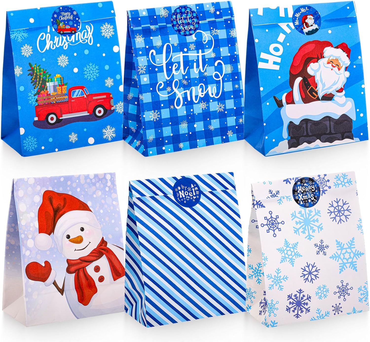 24 Pack Christmas Paper Gift Bag Xmas Goodies Candy Bags