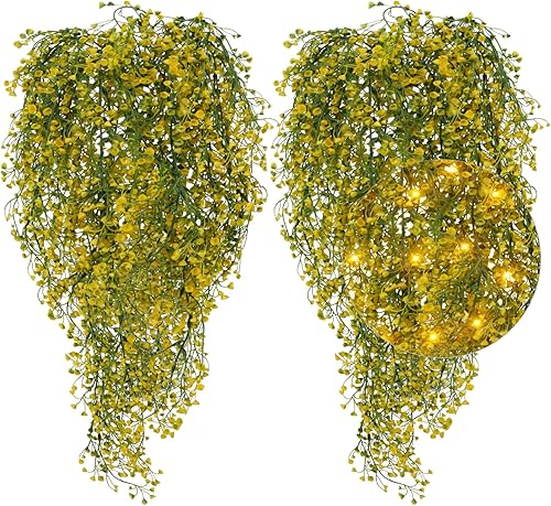 NAHUAA 6 piezas de 31.5 pulgadas de vid colgante artificial al aire libre, vallas de ratán, lujosas guirnaldas colgantes de pared, porche, patio,
