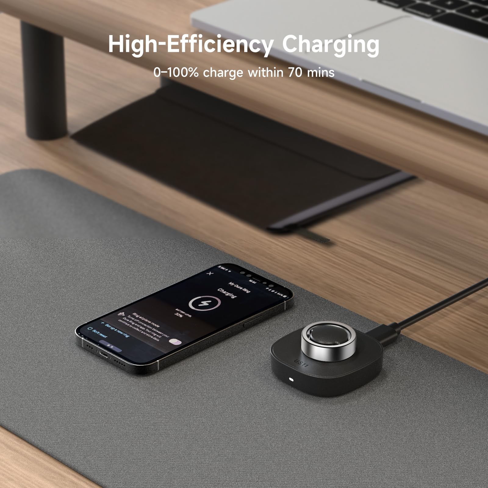 Compatible con Oura Ring Gen3 – Cargador de anillo inteligente tamaño 11, base de carga segura portátil con cable USB-C