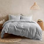 ATLINIA 100% Flax Linen Duvet Cover Set - Stone Washed Pure French Linen Organic Fabric for Farmhouse Comforter Boho Bedding Included 1 Duvet Cover 2 Pillow Shams(Natural, Queen)