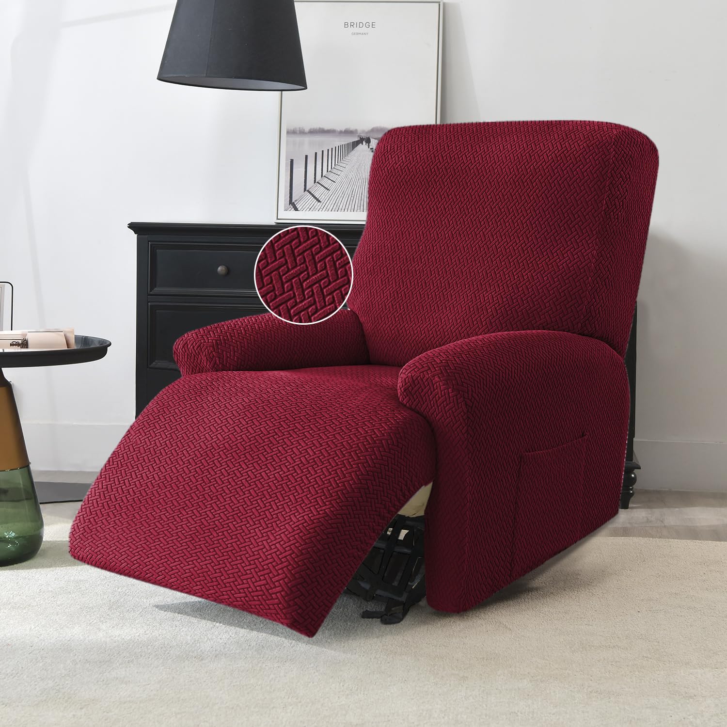 HOKIPO Recliner Cover - 3 Seater Grey -16