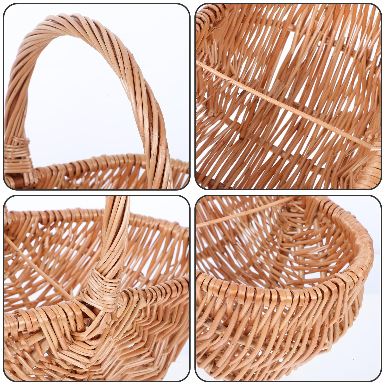 SEWACC Cesta de Mano Tejida de Mimbre 27 CM Pequeña Ovalada para Picnic Cesta para Recoger Huevos y Frutas para Verduras y Compras al Aire Libre