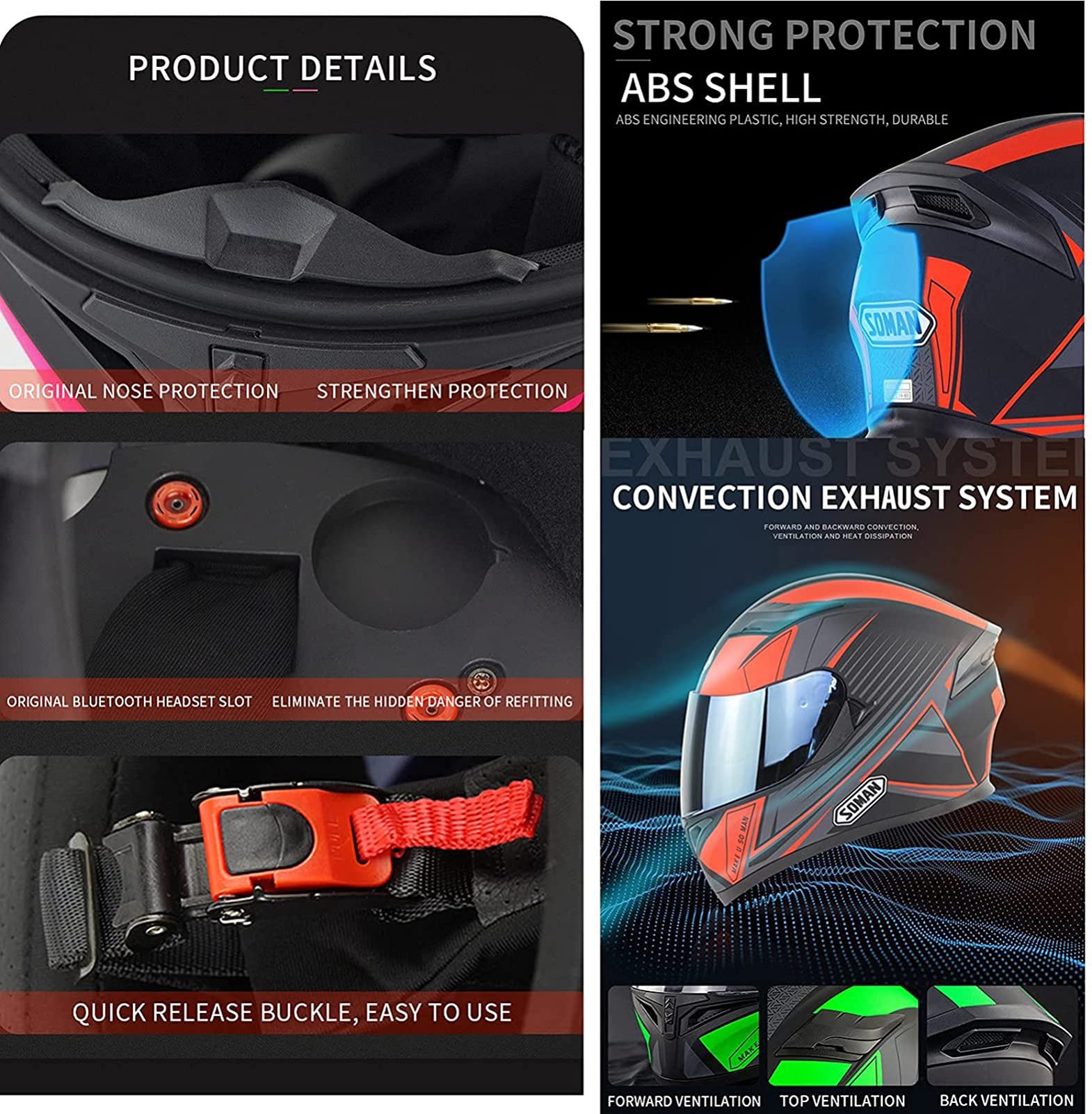 Volledig Opklapbaar Dubbel Vizier Motorhelmen Modulair Dubbel Vizier Motorhelm DOT/ECE Goedgekeurde Motorhelm Matzwarte Straatfiets-Ccooter Lichtgewicht Valhelm Golden Lens,4XL