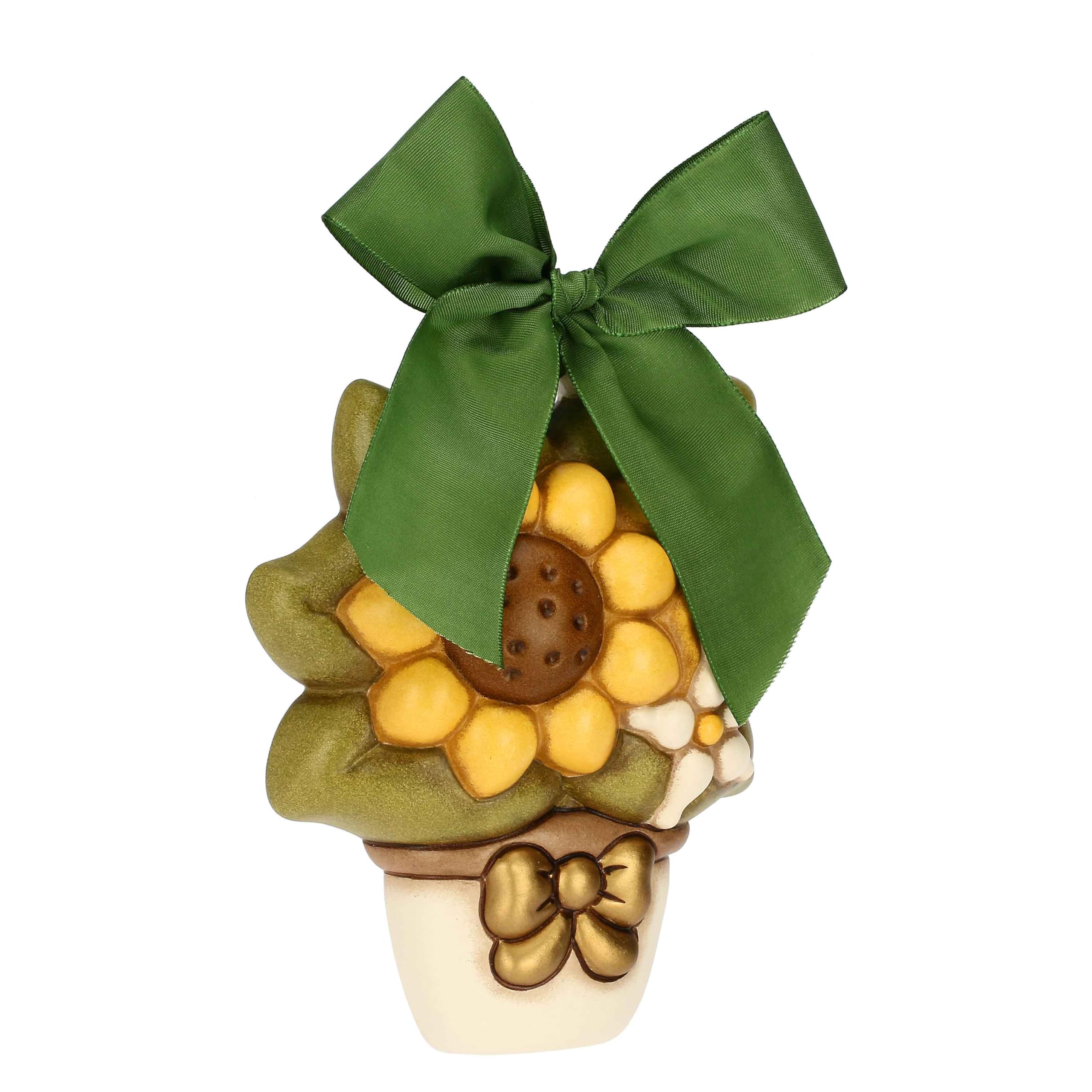 THUN, Formella con Girasole e Limone in Ceramica Decorata a Mano, Versione Media, Idea Regalo, 13 x 15 x 4 cm