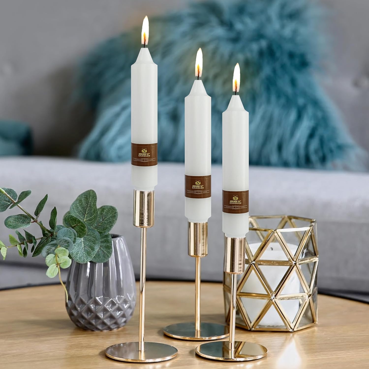 Taper Candle White Candle Sticks Unscented Candles Smokeless Candles Odorless Candle for Home Décor Weddings Festive Seasons Holiday