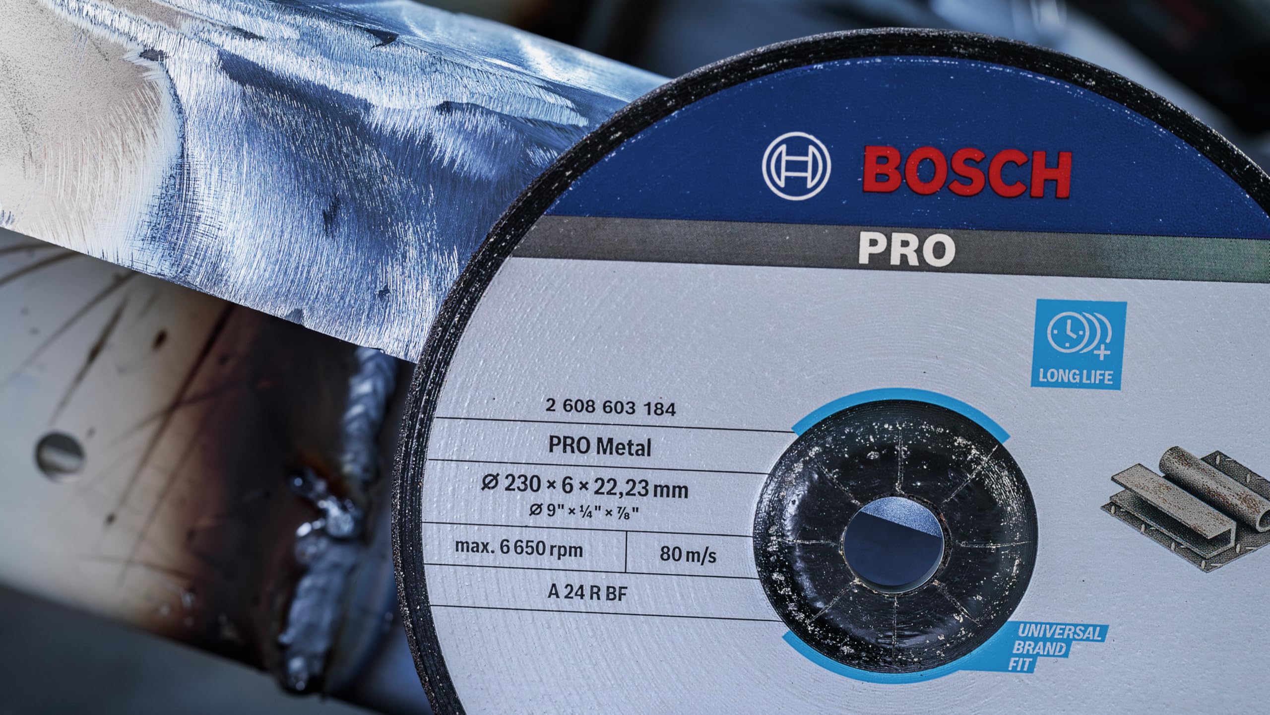Bosch 1 x PRO Metal Longlife tarcza szlifierska do dużych szlifierek kątowych i otwór 22,23 mm (do stali, Ø 180 mm, profesjonalne akcesoria, duża szlifierka kątowa)