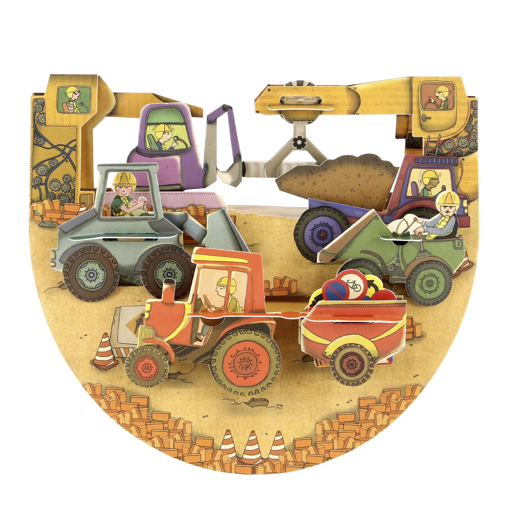 Santoro Boys Popnrock, 3D Pop Up Greeting Card - Tractors And Diggers Card | For Him, For Dad, Fathers Day, Birthday | Construction, New Project, Building