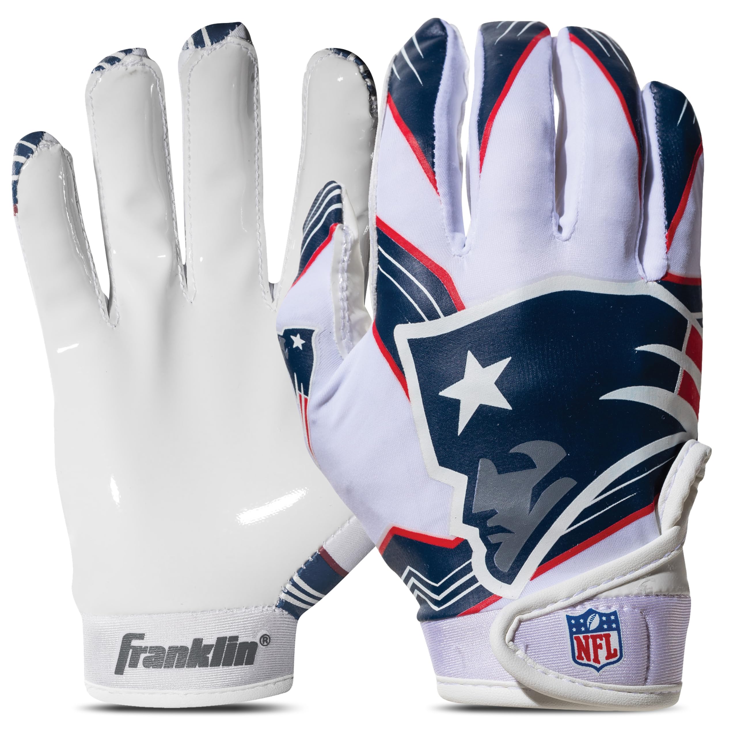 Franklin Sports Youth NFL Football Receiver Gloves - Kids Football Gloves Pair - NFL Team Logos and Silicone Palm