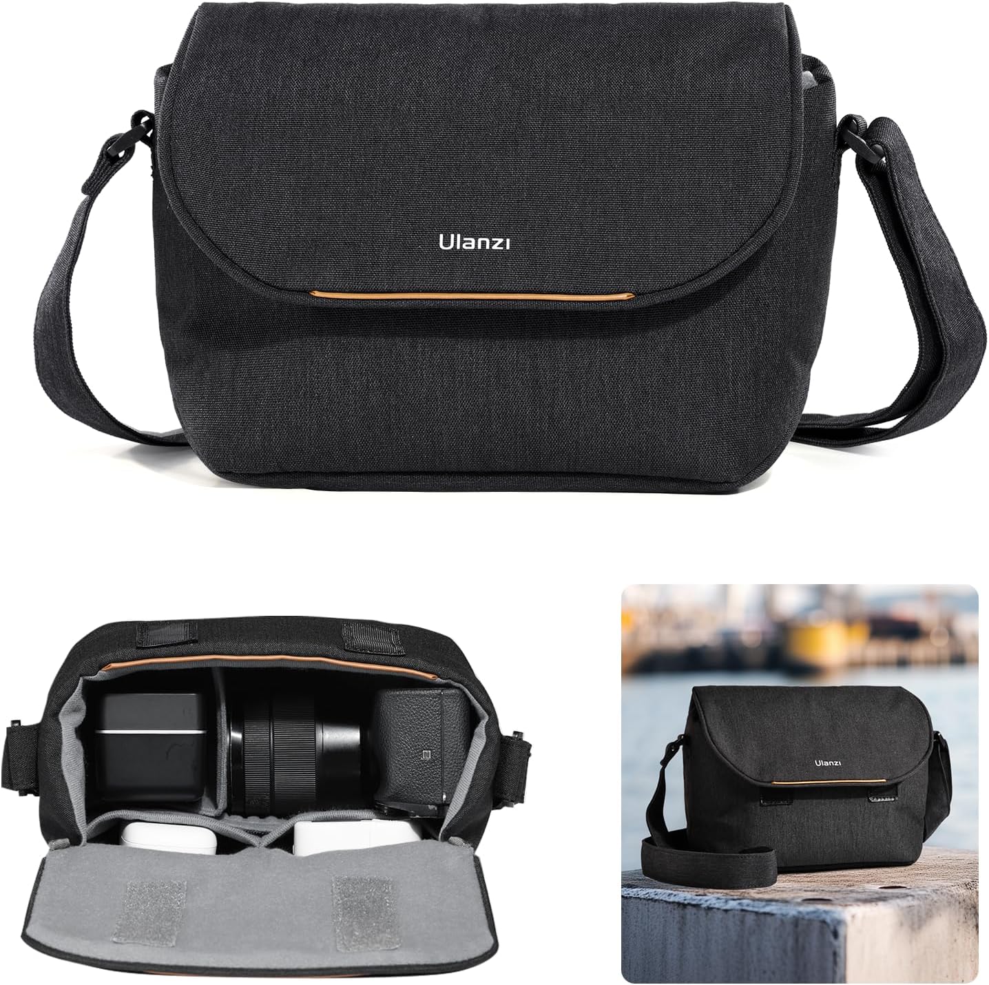 ULANZI Camera Bag, SLR/DSLR Camera Case Professional, Crossbody Photography Small Bag Fashion, Shoulder Bag for Women and Men Compatible for Sony Canon Nikon Mirrorless Camera Lightweight Black ULANZI Camera Bag, SLR/DSLR Camera Case Professional, Crossbody Photography Small Bag Fashion, Shoulder Bag for Women and Men Compatible for Sony Canon Nikon Mirrorless Camera Lightweight Black