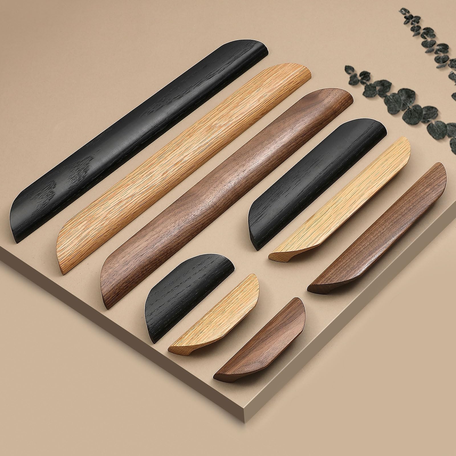 6 maniglie in legno di noce ad angolo quadrato da 36,5 cm in legno di noce, maniglia per porta armadio o cassetto maniglia in legno di noce