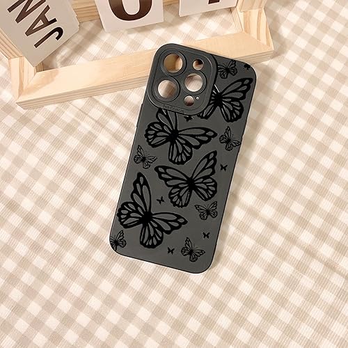 Miniatura 6 de Lovmooful Funda compatible con iPhone 13 Pro Max, diseño de mariposa negra para niñas y mujeres, TPU suave a prueba de golpes, protector femenino