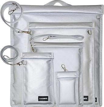 Faraday Bags for Phones, 5 Packs | Large Faraday Bag for Laptop & Tablet, Faraday Pouch with Lanyard for Phone & Key Fob, RFID Signal Blocker