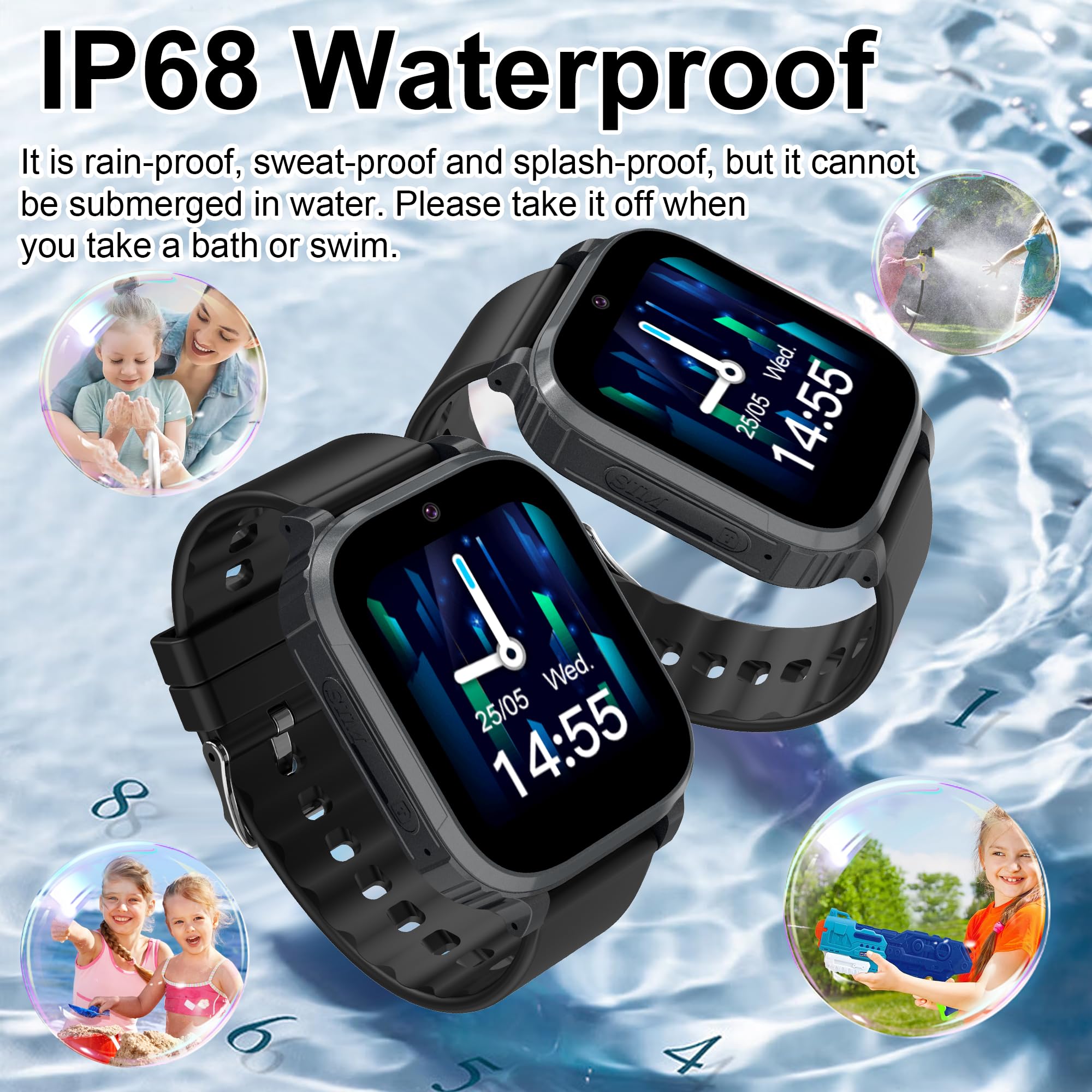 4G Reloj Inteligente Niño, Smartwatch Niños GPS y Llamadas,IP68 Impermeable Reloj GPS Niños Localizador y Llamadas Videollamada Teléfono SOS Chat Despertador Juego