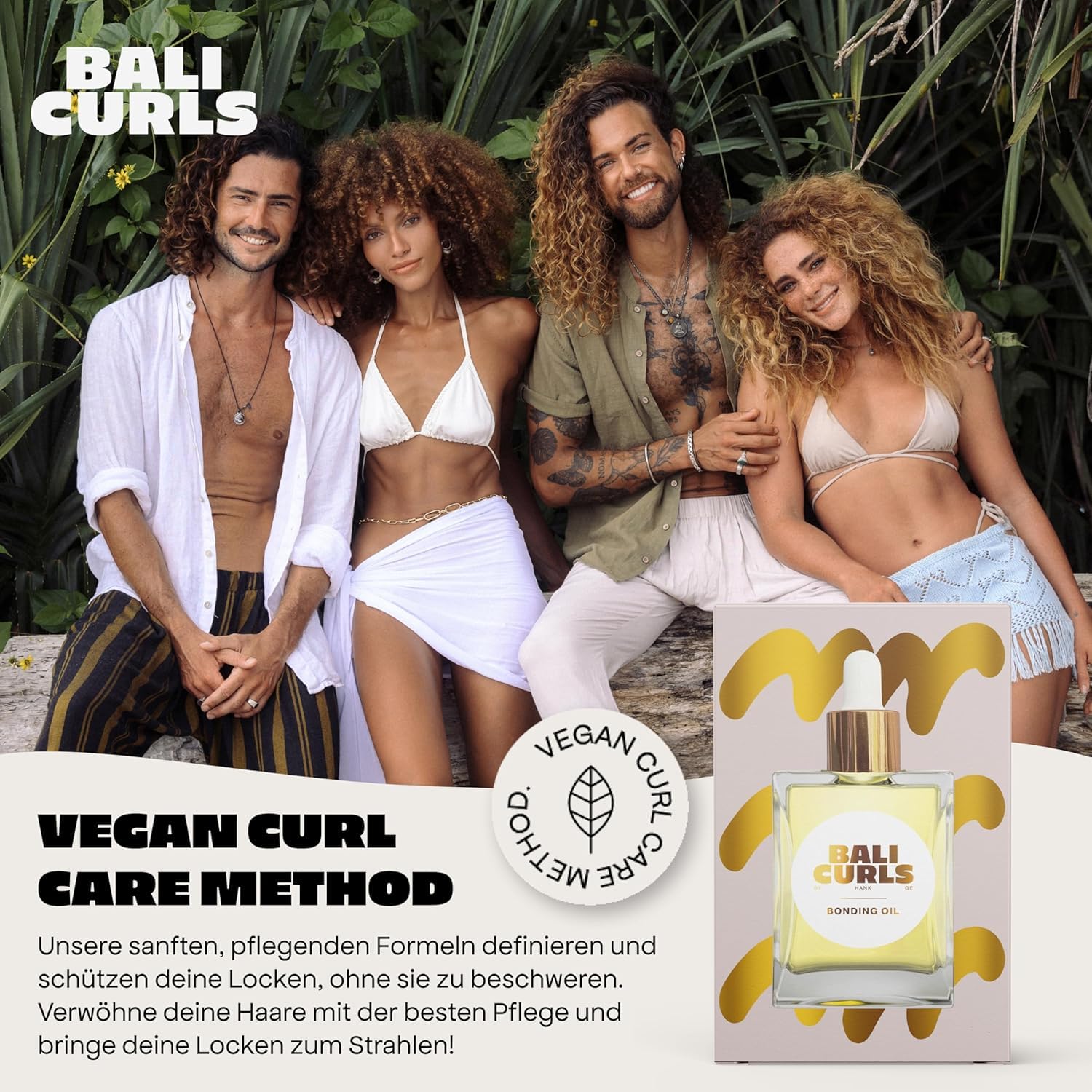 BALI CURLS Styling Heroes Bundle – Paquete de 4 productos para rizos definidos, suaves y vibrantes – Crema para rizos, espuma voluminizadora, gel definidor y aceite reparador