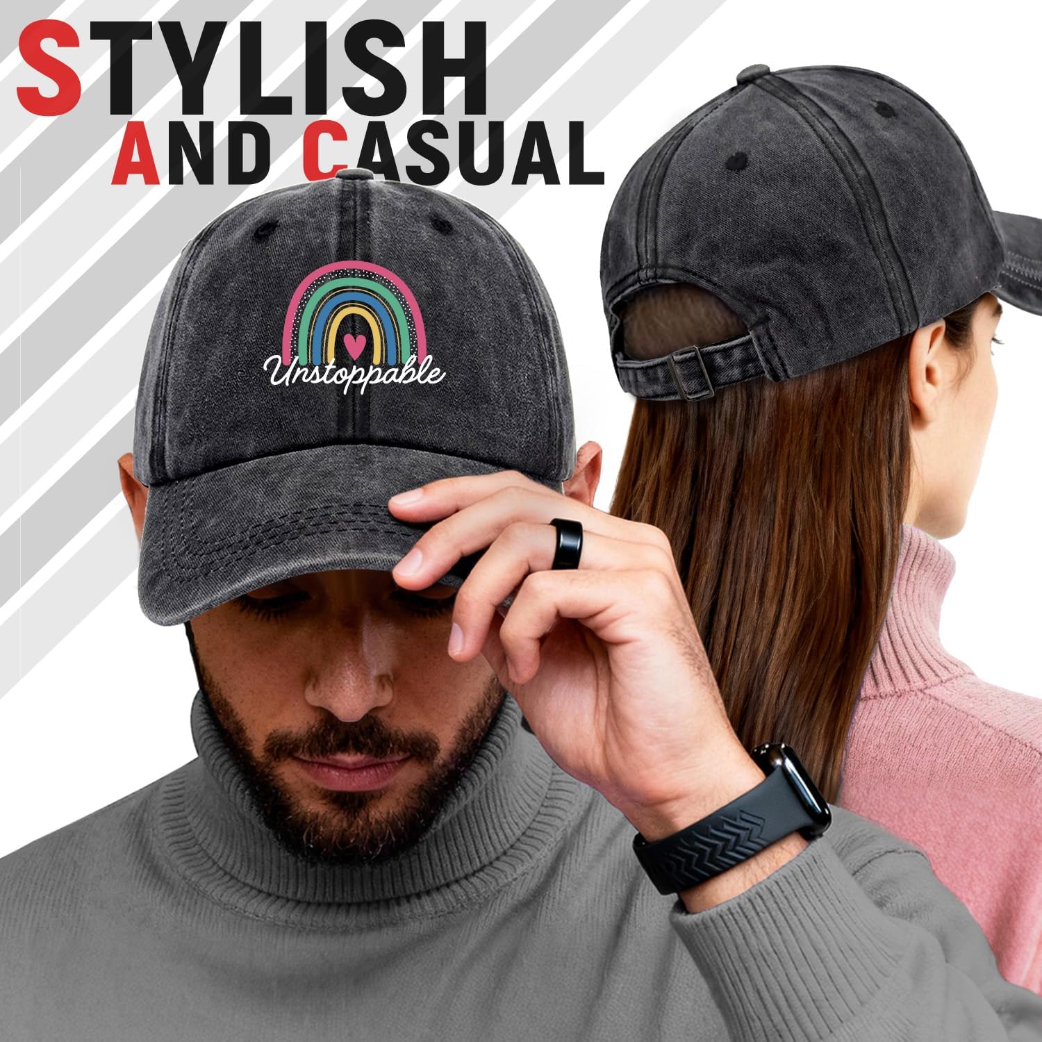 Unstoppable Funny Printed Cotton Baseball Cap Adjustable Retro Washed Lightweight and Breathable Unisex Outdoor Sport Sun Hat, Birthday Gifts for Mom Dad Manager Supervisor Friend Bestie Coworker Boss - Image 4