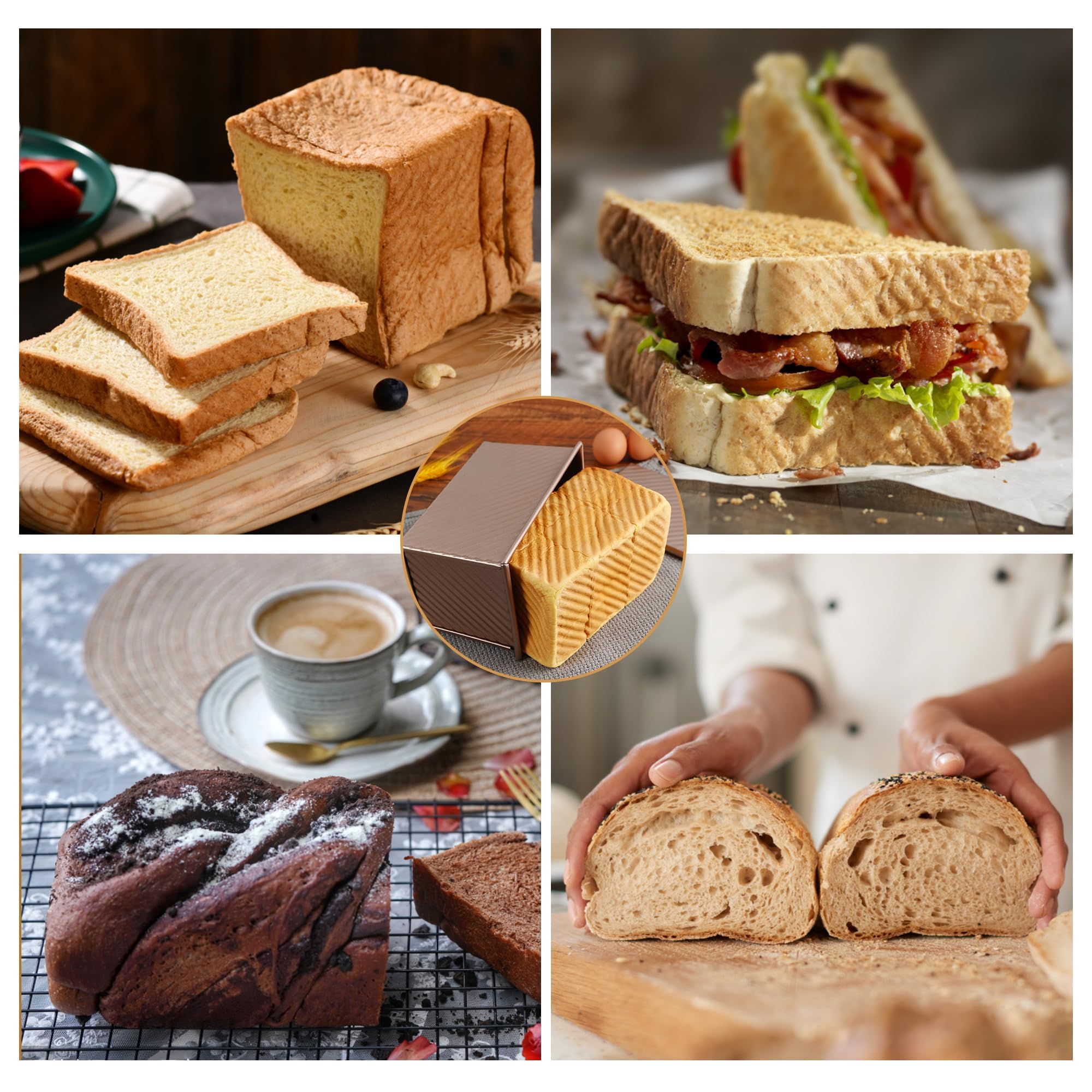 Brotbackformen Toast Brot Backform,Pfanne Brot Laib Dose mit verschiebbarem, für Brote, Kuchen, Gebäck, inklusive 1 Silikonspatel und 1 Hitzeschutzhandschuhe,38x13.5x12.5cm