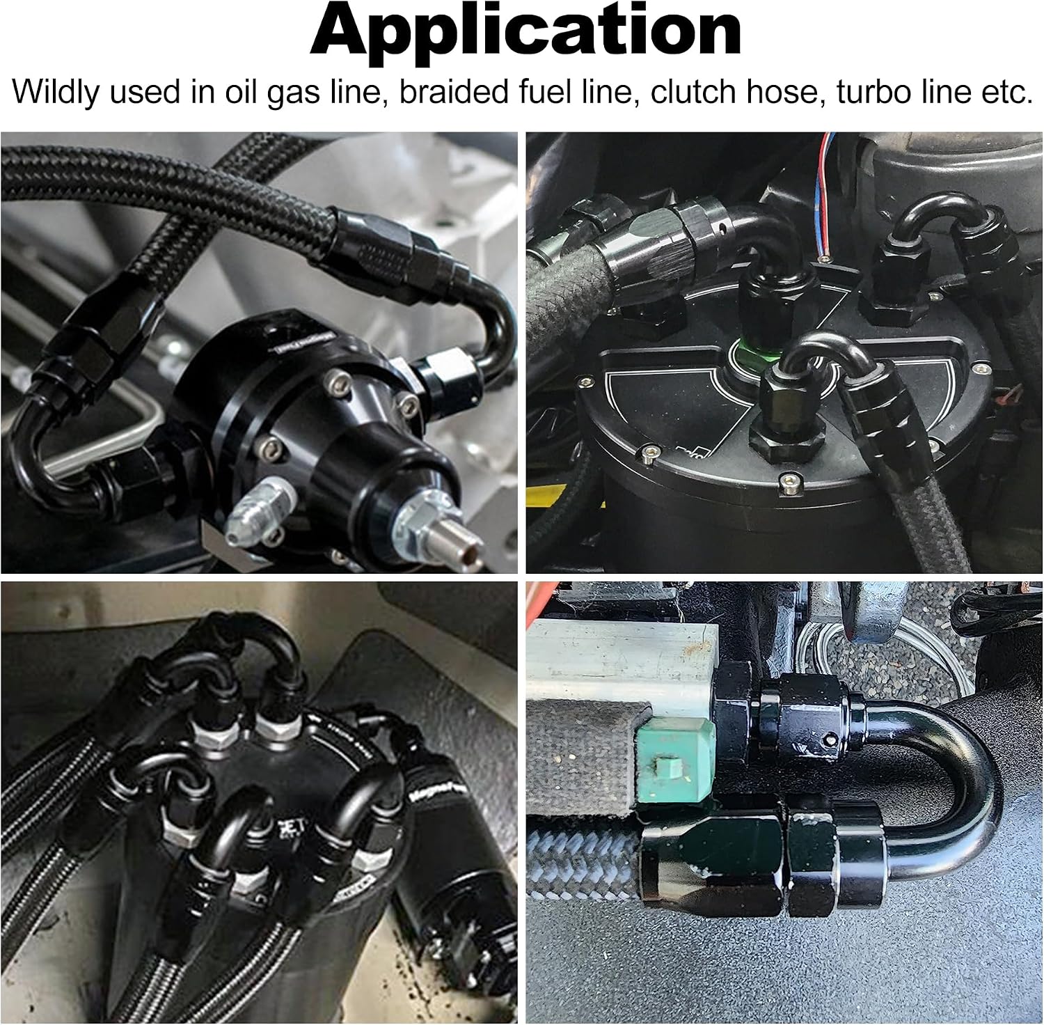 EVIL ENERGY 16AN Hose End Fitting 180 Degree Swivel for CPE Braided Fuel Hose Black
