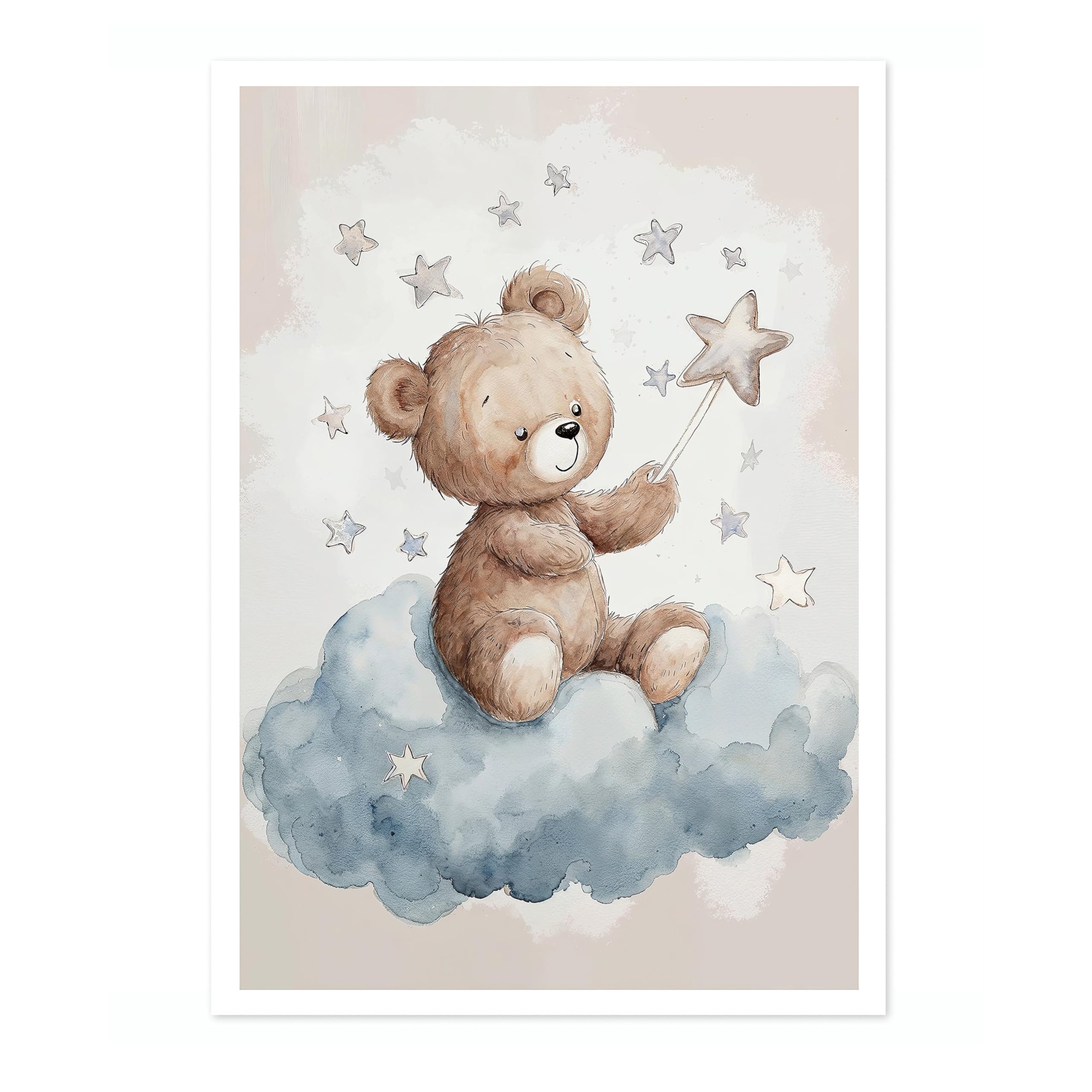 Teddy Bear On A Cloud Nursery Prints, Kids Space Poster Baby And Toddler Wall Art Bedroom Decoration For Boy And Girl, A5 (Print Only) - 21x14.8cm โ image 1