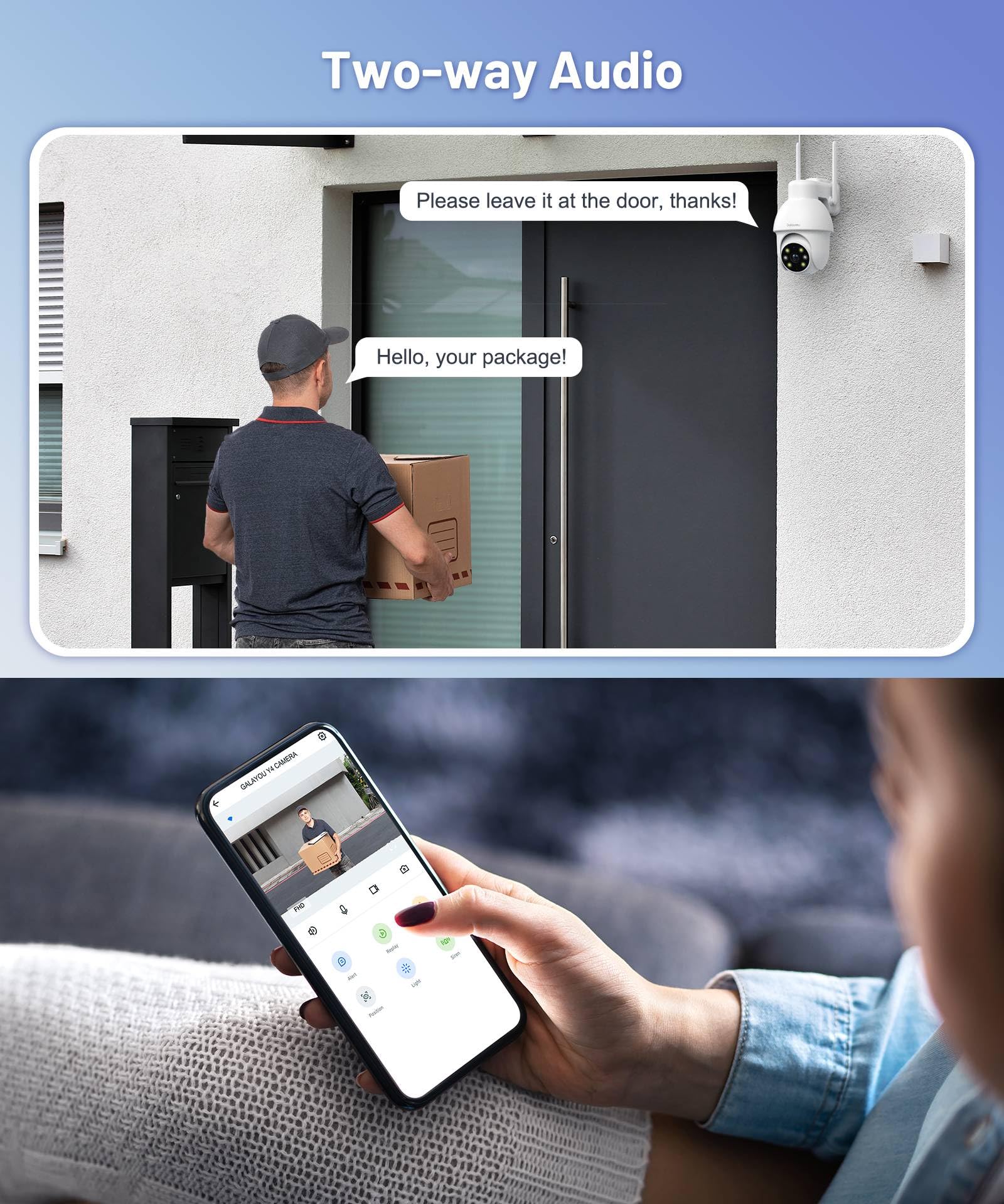 GALAYOU Camara Vigilancia WiFi Exterior - 2K Camaras IP Vigilancia Domicilio WiFi 360° con Visión Nocturna en Color, Alerta de Movimiento, 24/7 Grabación en Tarjeta TF, IP65, Compatible Alexa