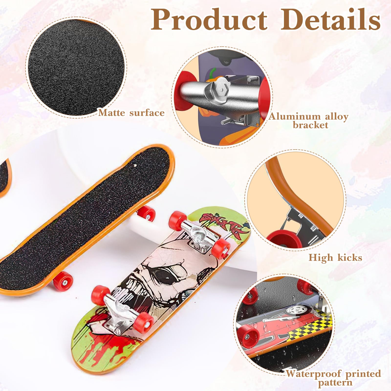 TecoKart® 5 PCS Fingerboard Set, Mini Skateboard with Screwdriver, Self-Assembly Deck Finger Board Toy, Mini Toys for Skate Lovers, Kid 4