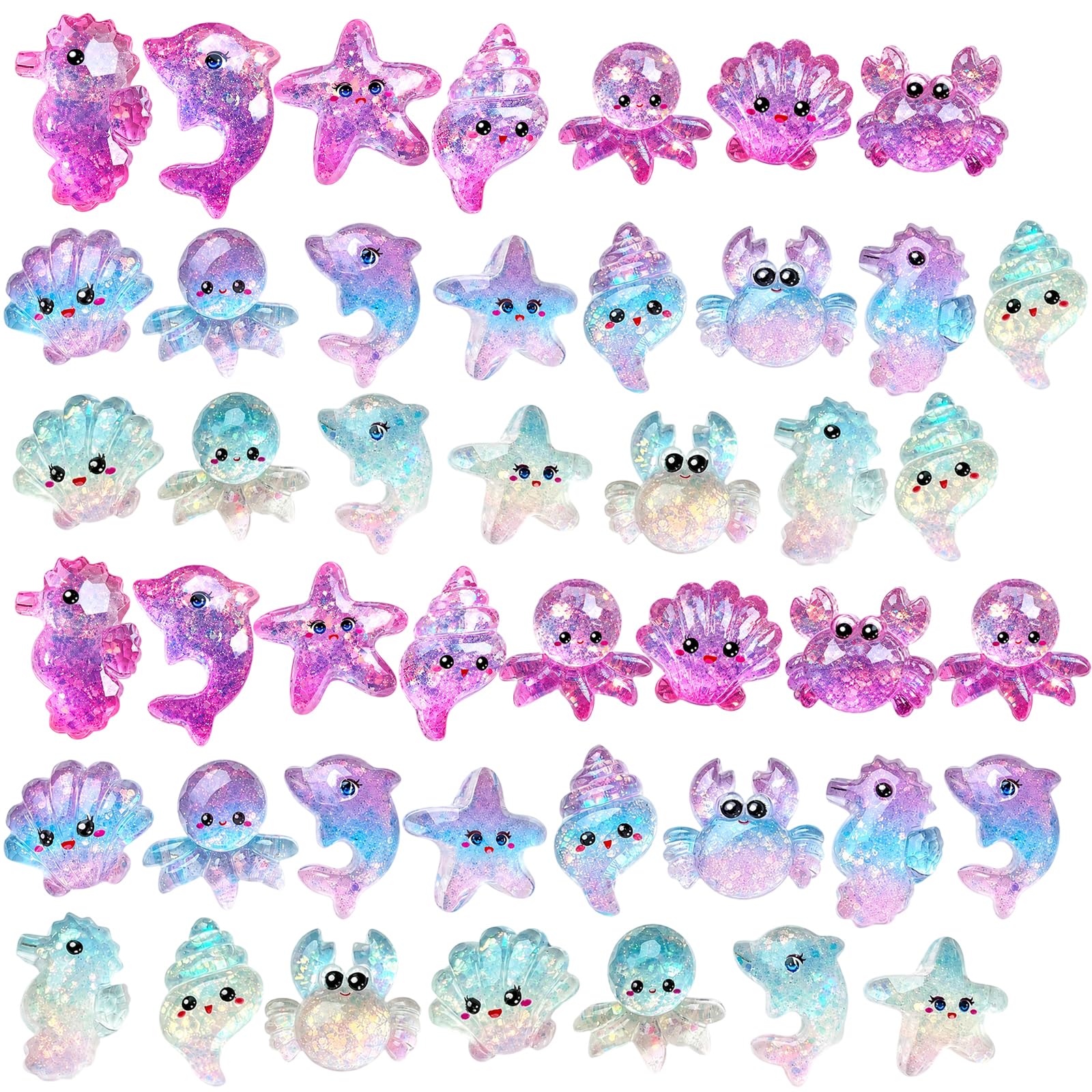 45PCS Resin Animals, Mini Resin Animals, Mini Animals Set, Life In Displays and Home Decor Arrangements, Ocean Series for DIY Crafts, Doll House Decoration and Fairy Gardens